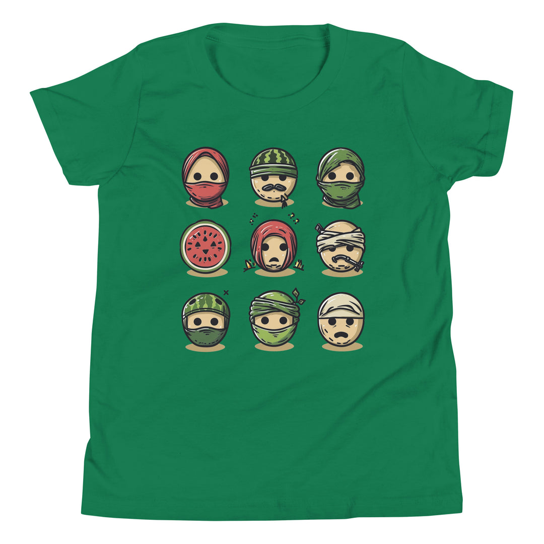 Youth Short Sleeve T-Shirt - Palestine Emoji, Kelly