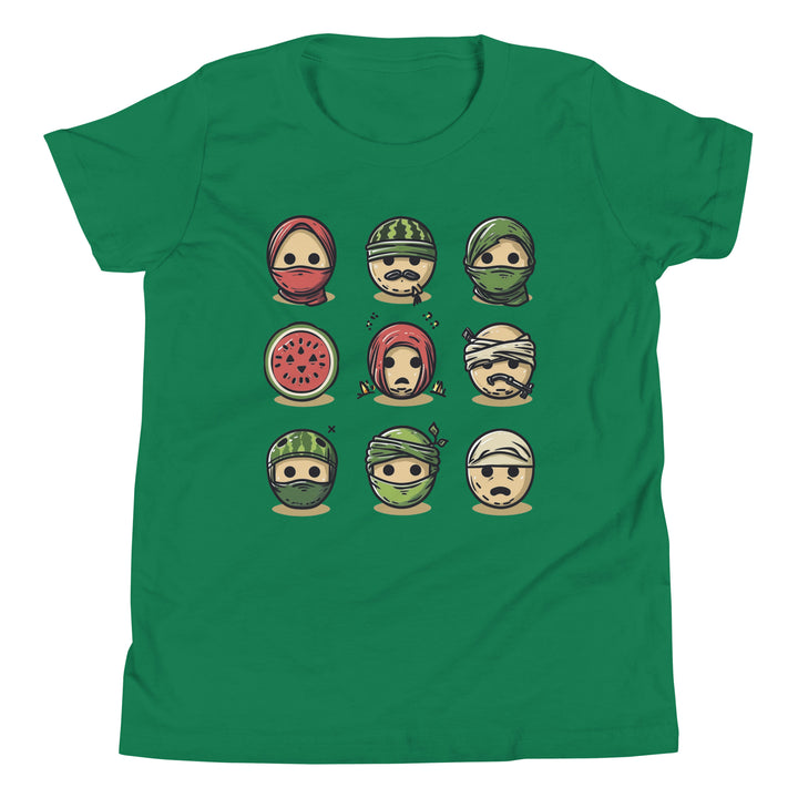 Youth Short Sleeve T-Shirt - Palestine Emoji, Kelly