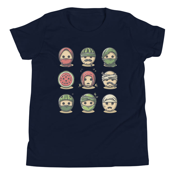 Youth Short Sleeve T-Shirt - Palestine Emoji, Navy