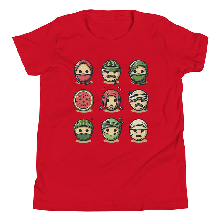 Youth Short Sleeve T-Shirt - Palestine Emoji, Red