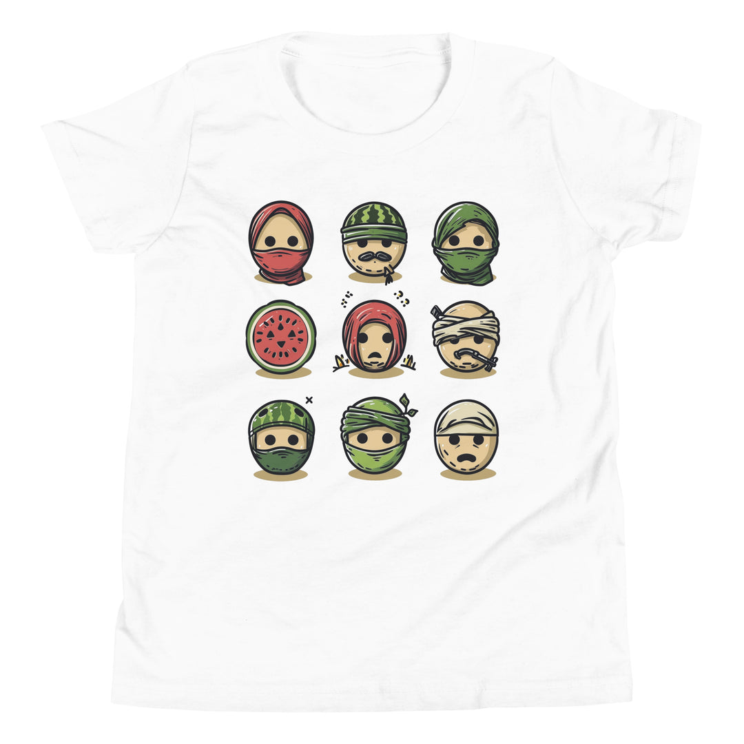 Youth Short Sleeve T-Shirt - Palestine Emoji, White