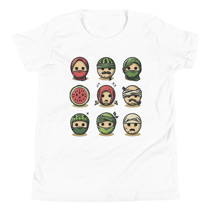 Youth Short Sleeve T-Shirt - Palestine Emoji, White