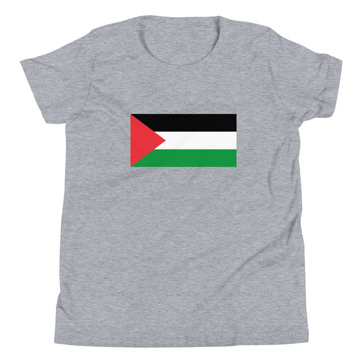 Youth Short Sleeve T-Shirt - Palestine Flag, Heather
