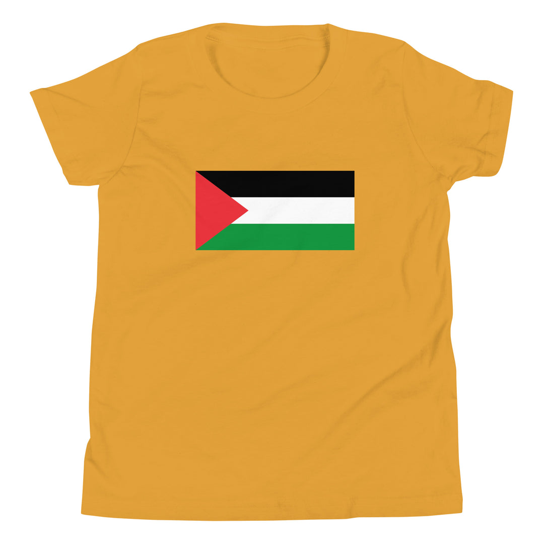Youth Short Sleeve T-Shirt - Palestine Flag, Mustard