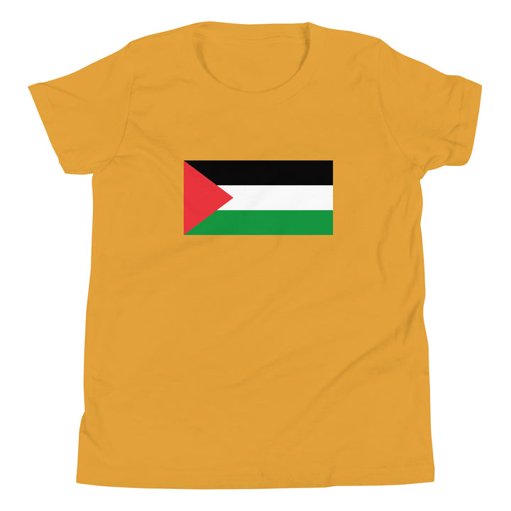 Youth Short Sleeve T-Shirt - Palestine Flag, Mustard