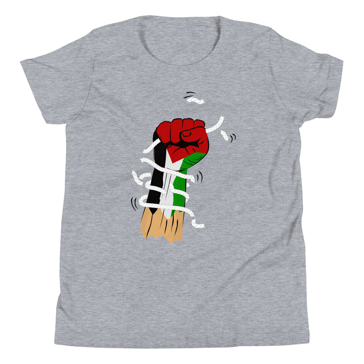 Youth Short Sleeve T-Shirt - Palestine Hand, Heather