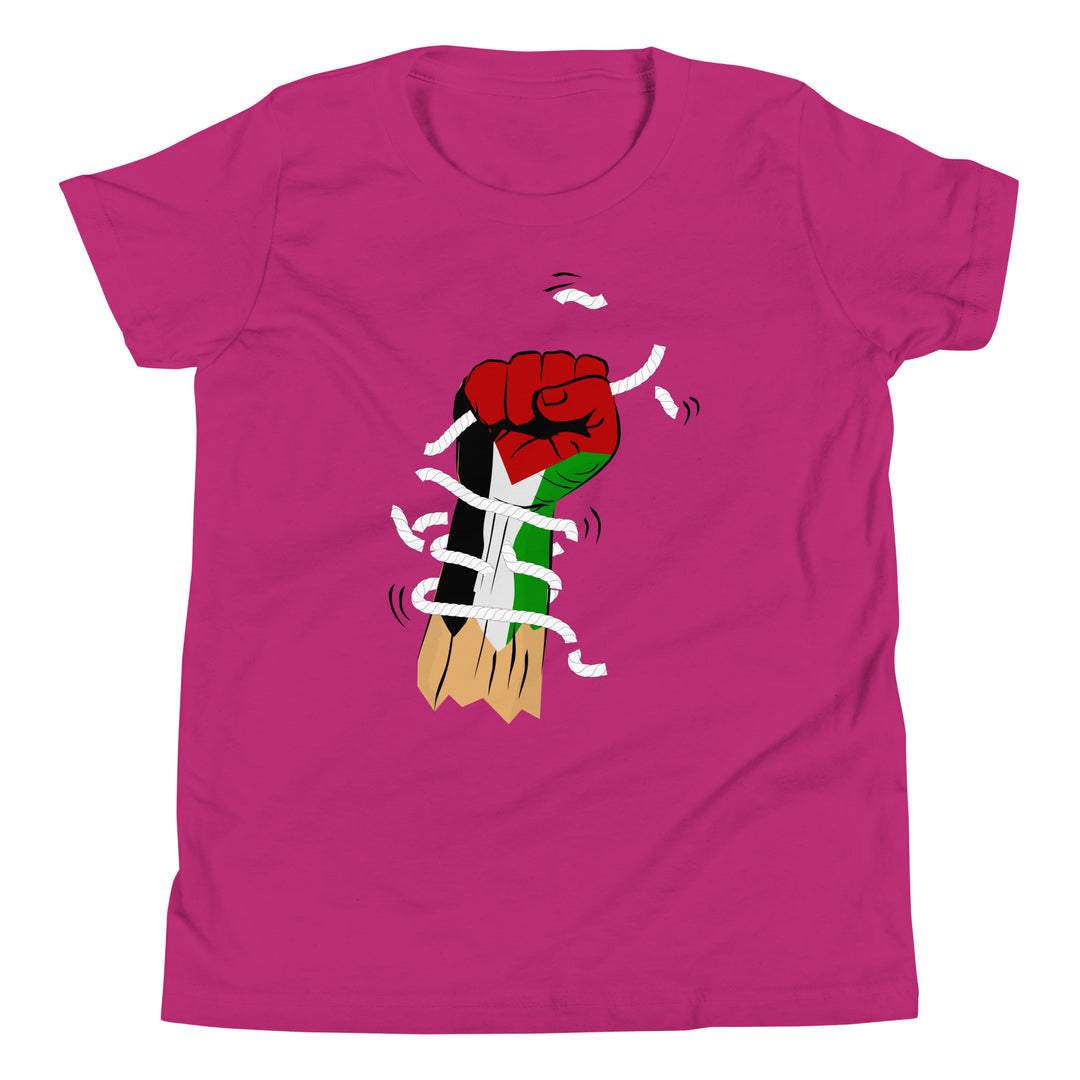 Youth Short Sleeve T-Shirt - Palestine Hand, Berry
