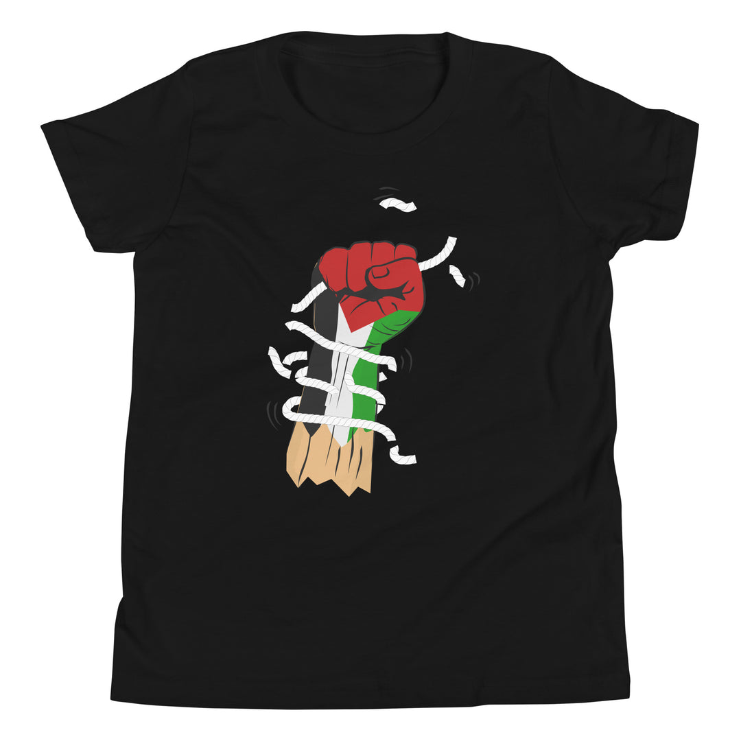 Youth Short Sleeve T-Shirt - Palestine Hand, Black