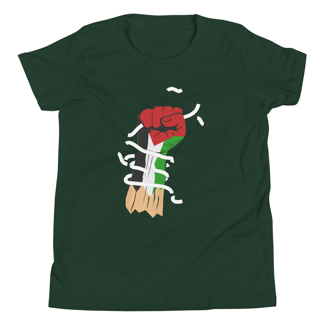 Youth Short Sleeve T-Shirt - Palestine Hand, Forest