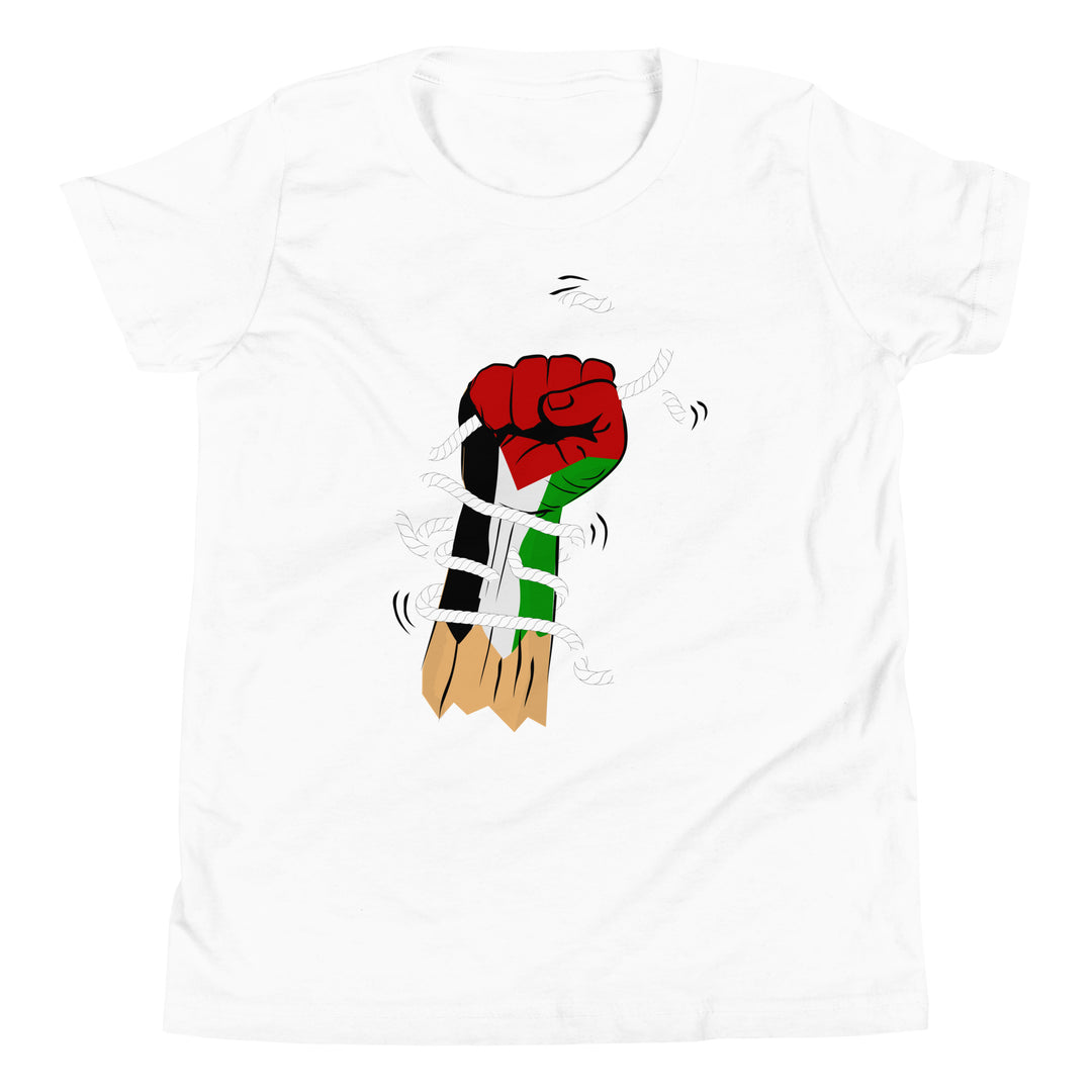 Youth Short Sleeve T-Shirt - Palestine Hand, White