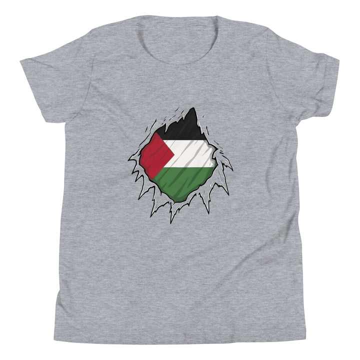 Youth Short Sleeve T-Shirt - Palestine Hero, Heather