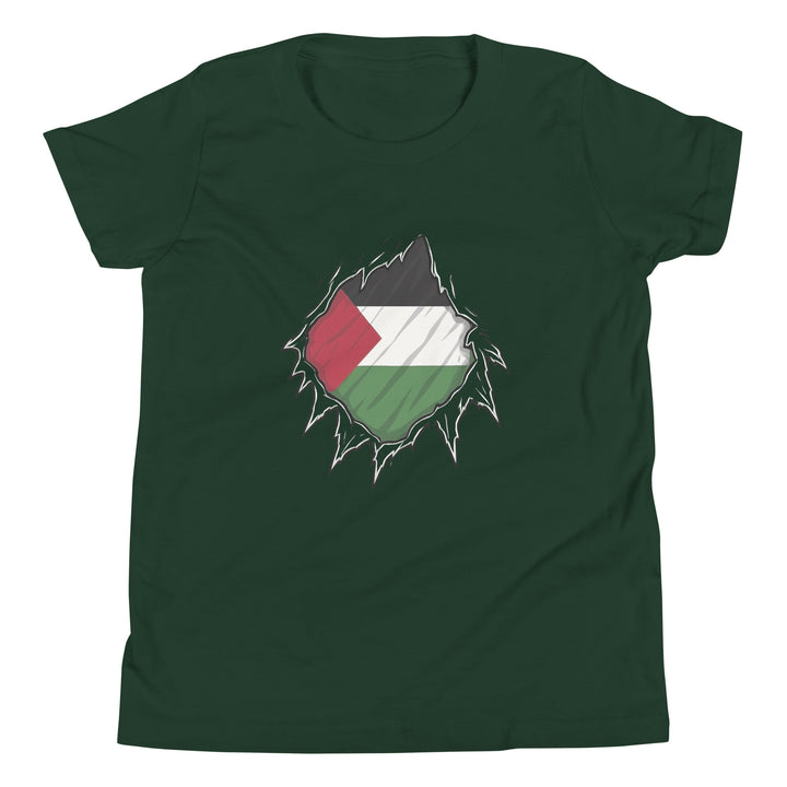 Youth Short Sleeve T-Shirt - Palestine Hero, Forest