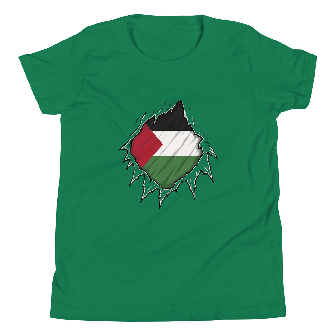 Youth Short Sleeve T-Shirt - Palestine Hero, Kelly