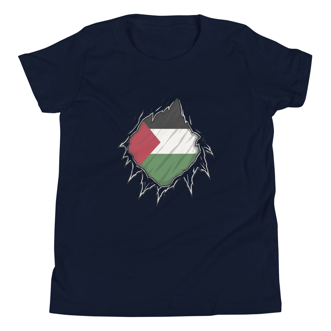 Youth Short Sleeve T-Shirt - Palestine Hero, Navy