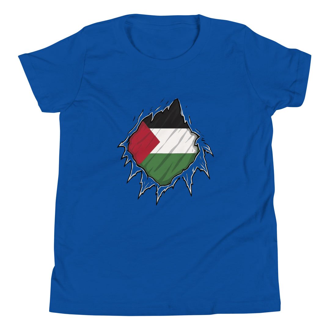 Youth Short Sleeve T-Shirt - Palestine Hero, True Royal