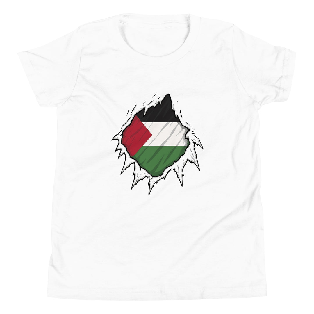 Youth Short Sleeve T-Shirt - Palestine Hero, White
