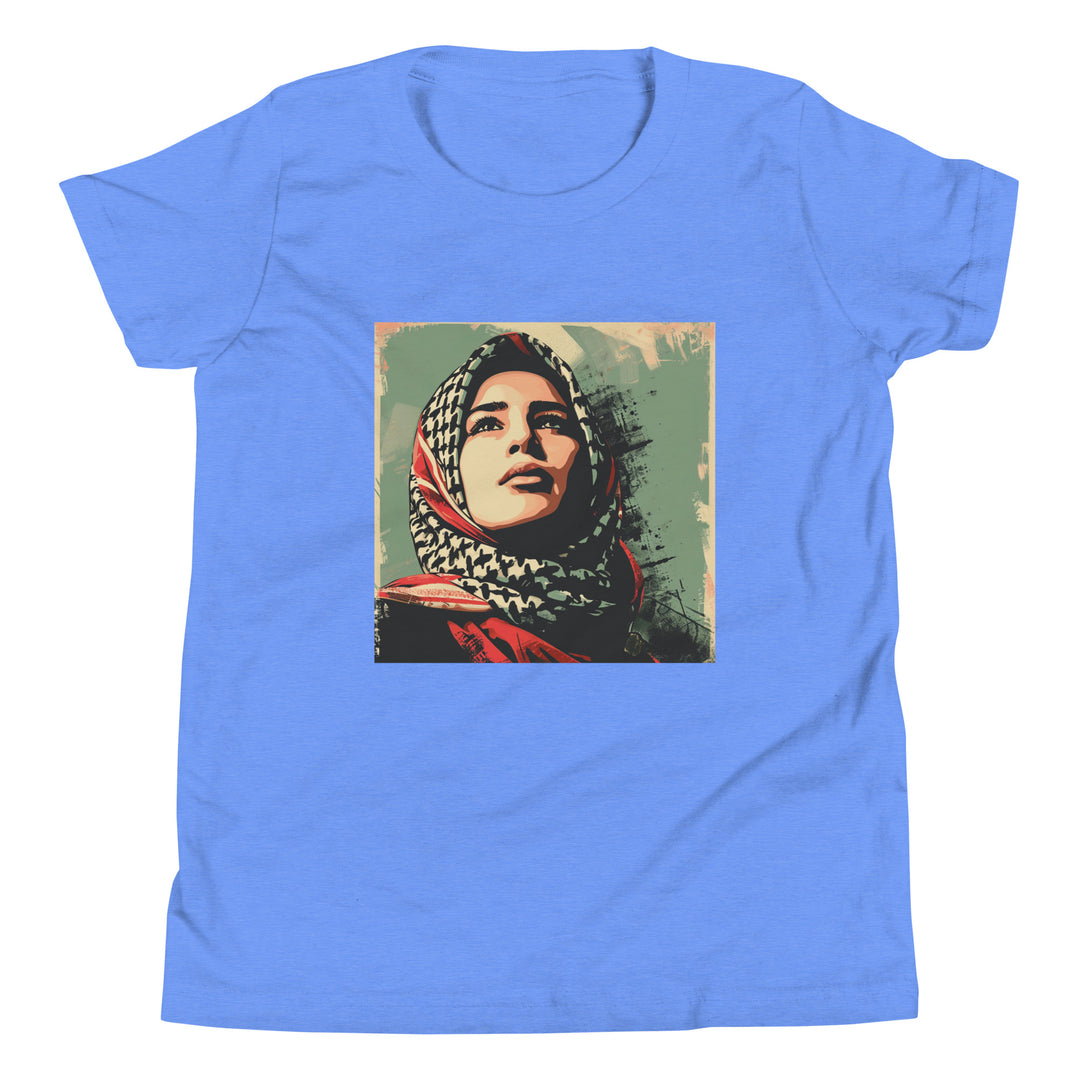 Youth Short Sleeve T-Shirt - Palestine Hope, Heather Columbia Blue