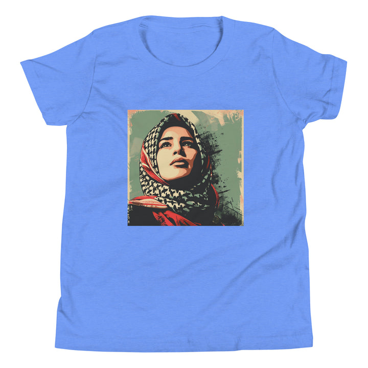 Youth Short Sleeve T-Shirt - Palestine Hope, Heather Columbia Blue