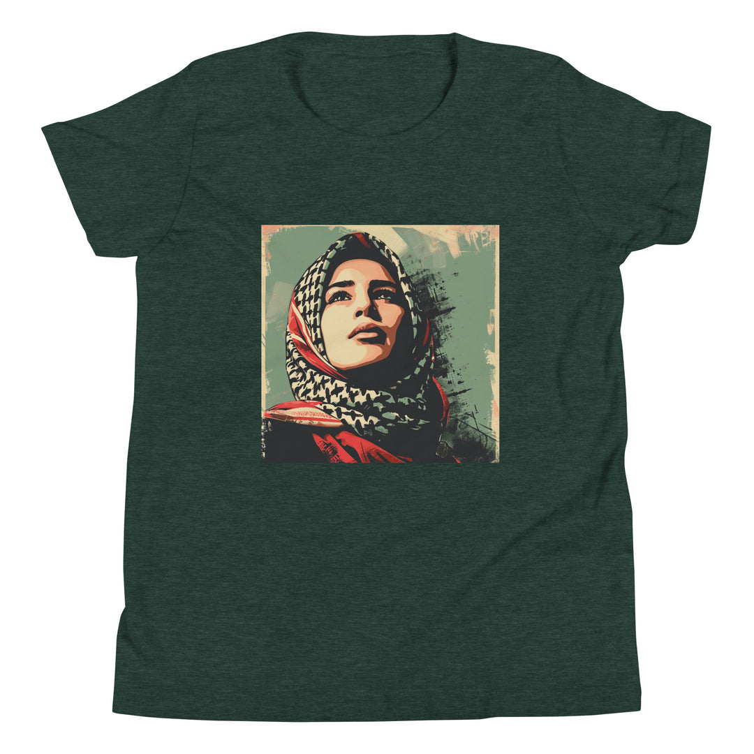 Youth Short Sleeve T-Shirt - Palestine Hope, Heather Forest