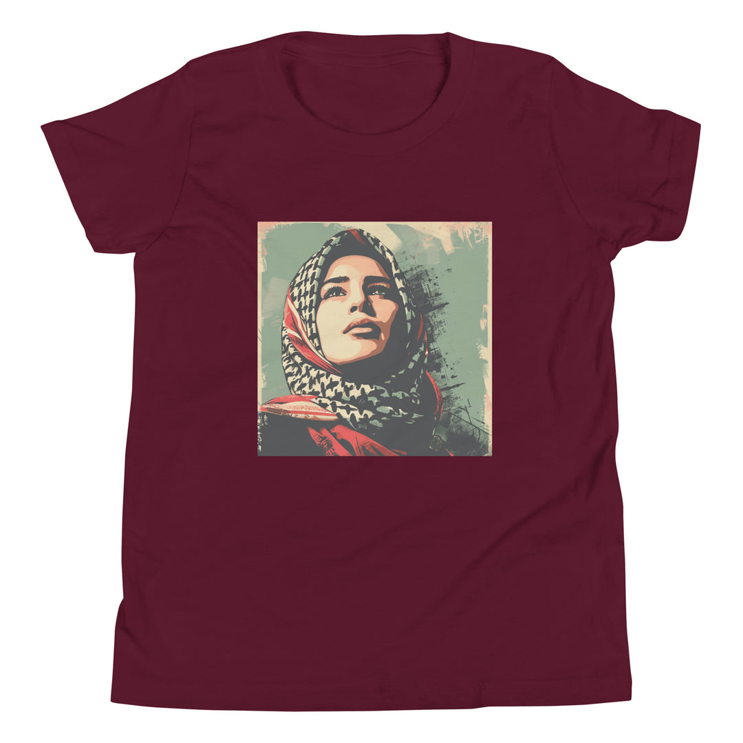 Youth Short Sleeve T-Shirt - Palestine Hope, Maroon
