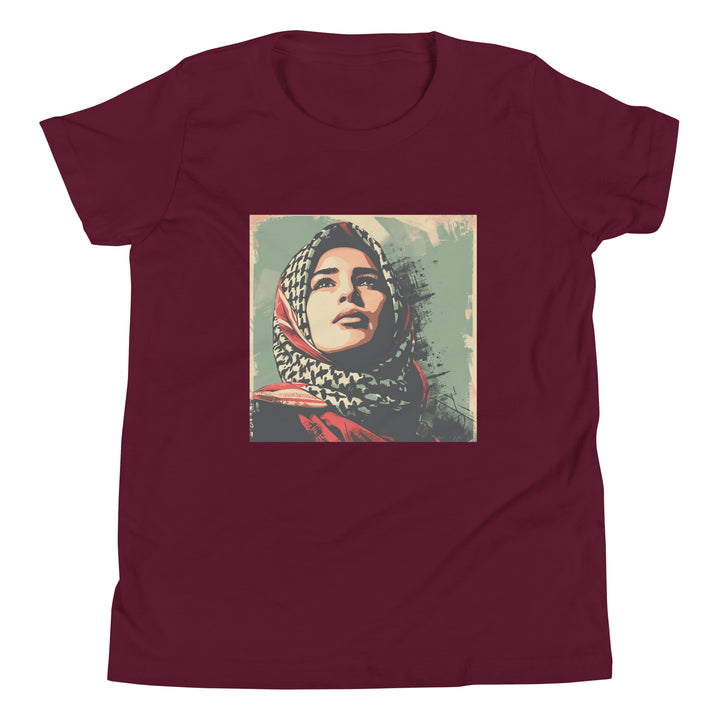Youth Short Sleeve T-Shirt - Palestine Hope, Maroon