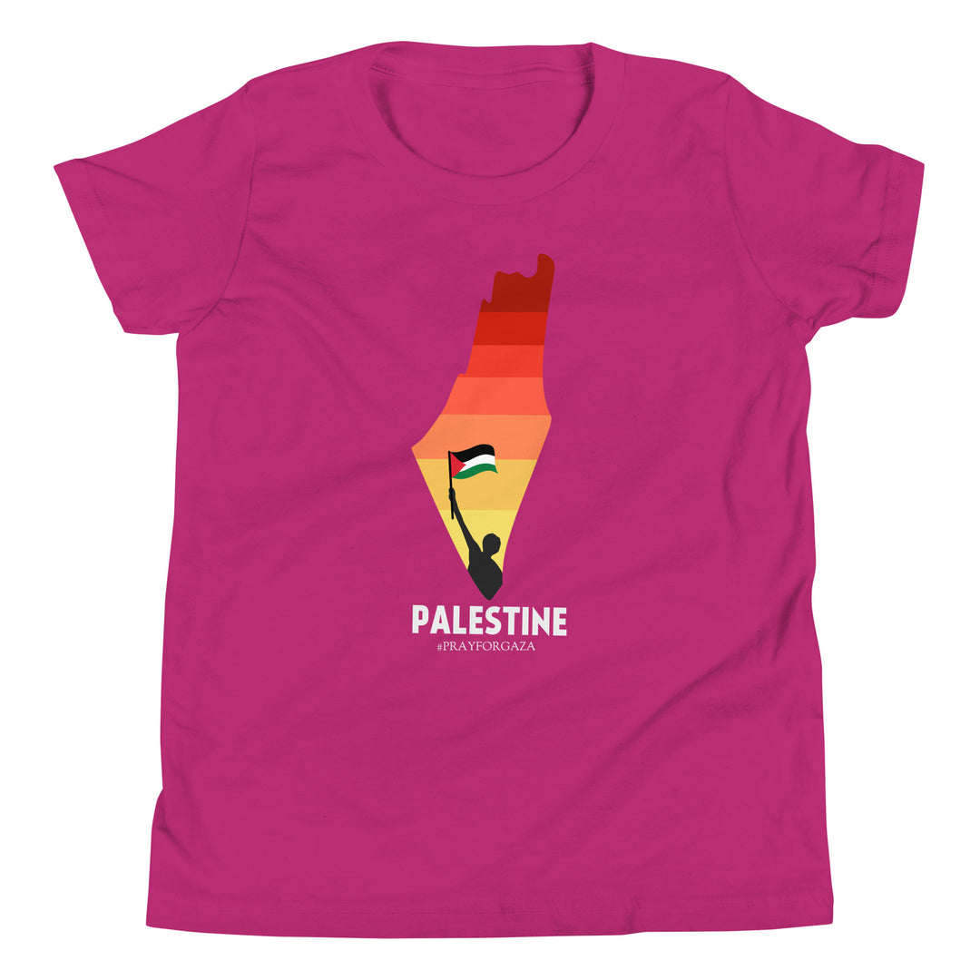 Youth Short Sleeve T-Shirt - Palestine Map, Berry