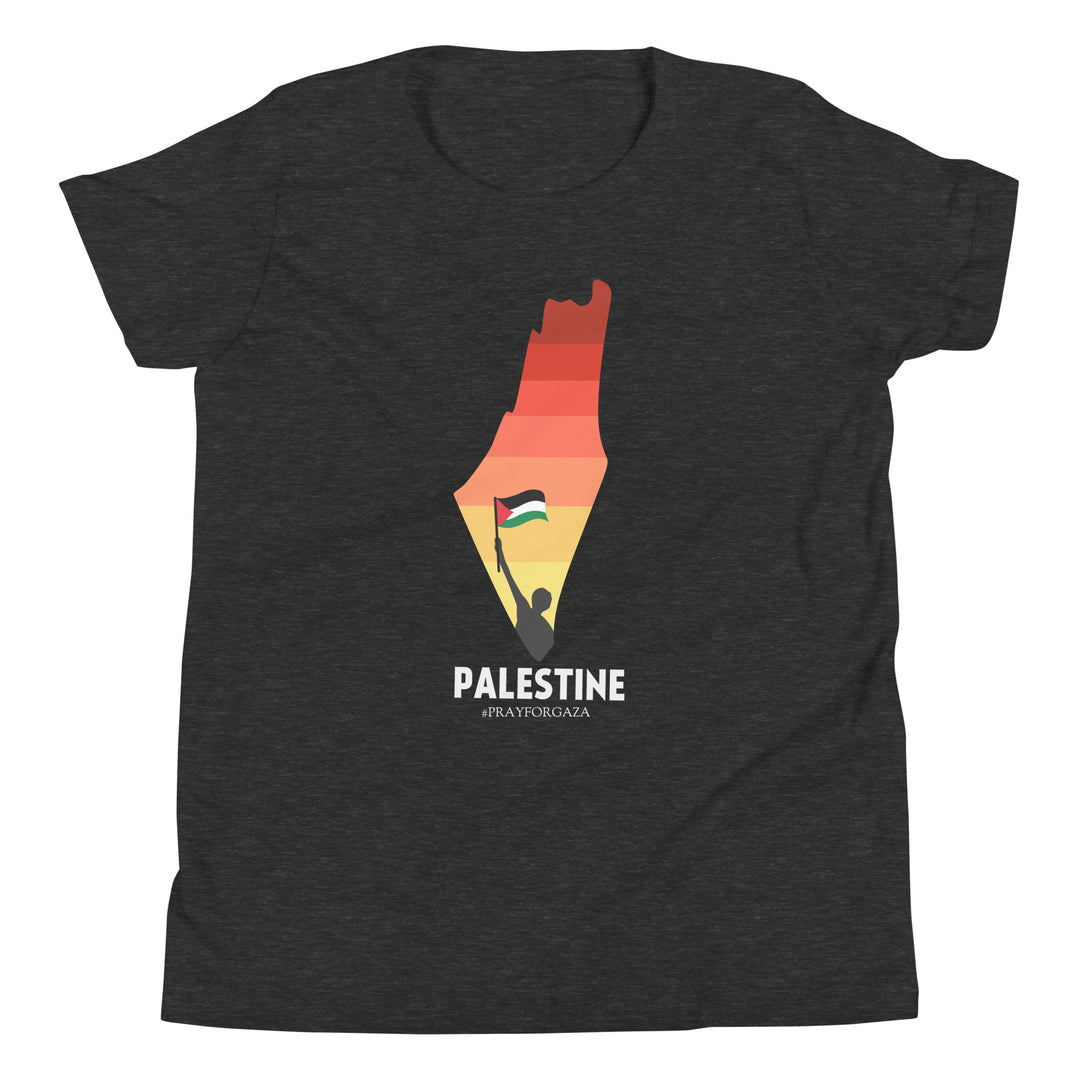 Youth Short Sleeve T-Shirt - Palestine Map, Dark Grey Heather