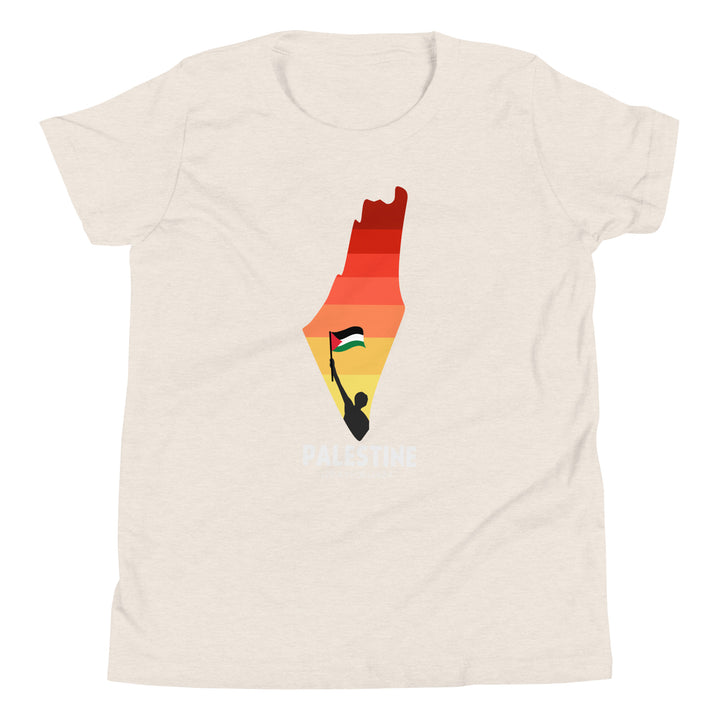 Youth Short Sleeve T-Shirt - Palestine Map, Heather Dust