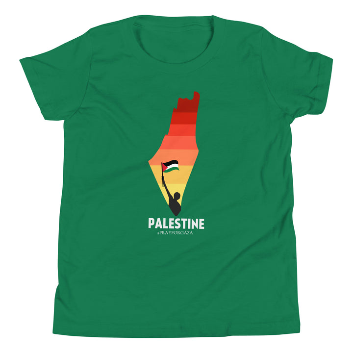 Youth Short Sleeve T-Shirt - Palestine Map, Kelly