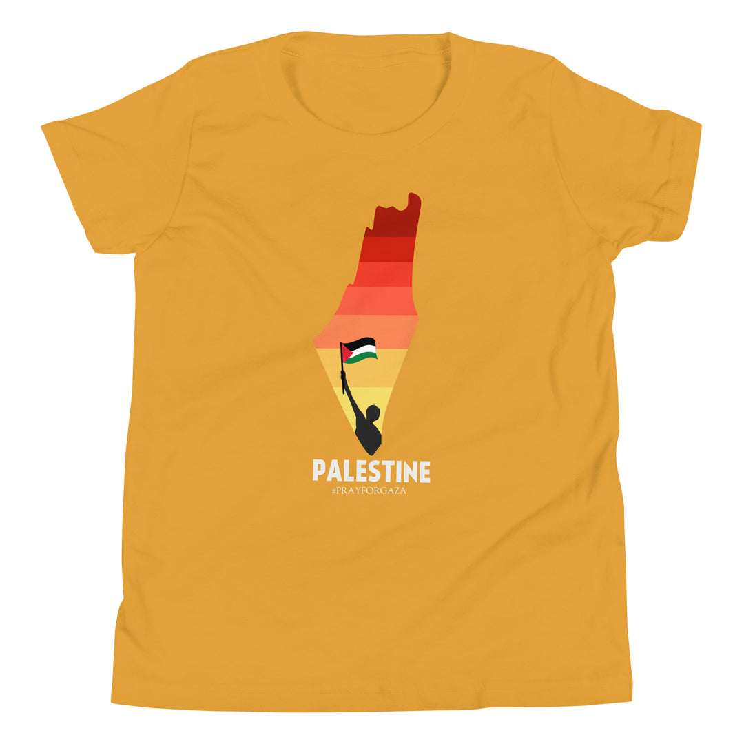 Youth Short Sleeve T-Shirt - Palestine Map, Mustard