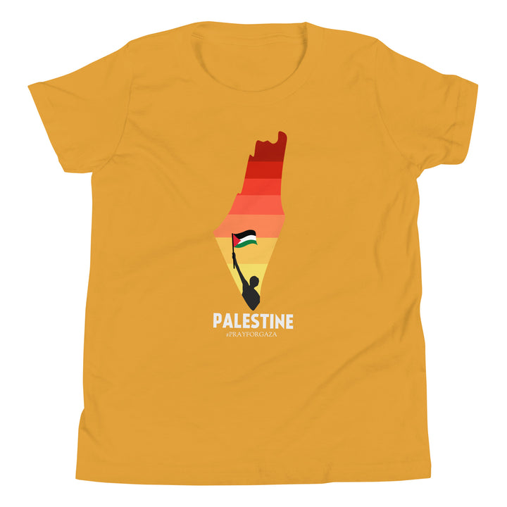 Youth Short Sleeve T-Shirt - Palestine Map, Mustard