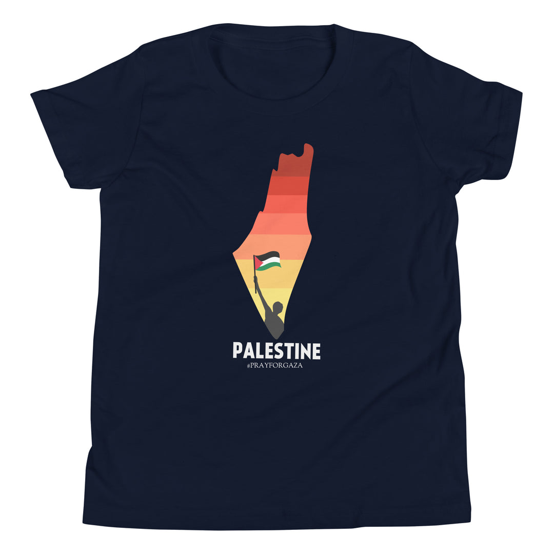 Youth Short Sleeve T-Shirt - Palestine Map, Navy