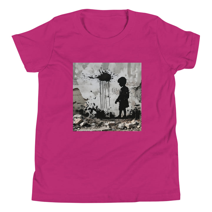 Youth Short Sleeve T-Shirt - Palestine Wall, Berry