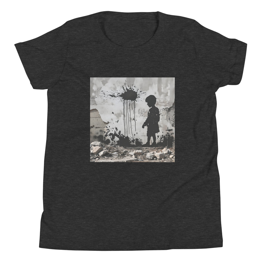 Youth Short Sleeve T-Shirt - Palestine Wall, Dark Grey Heather