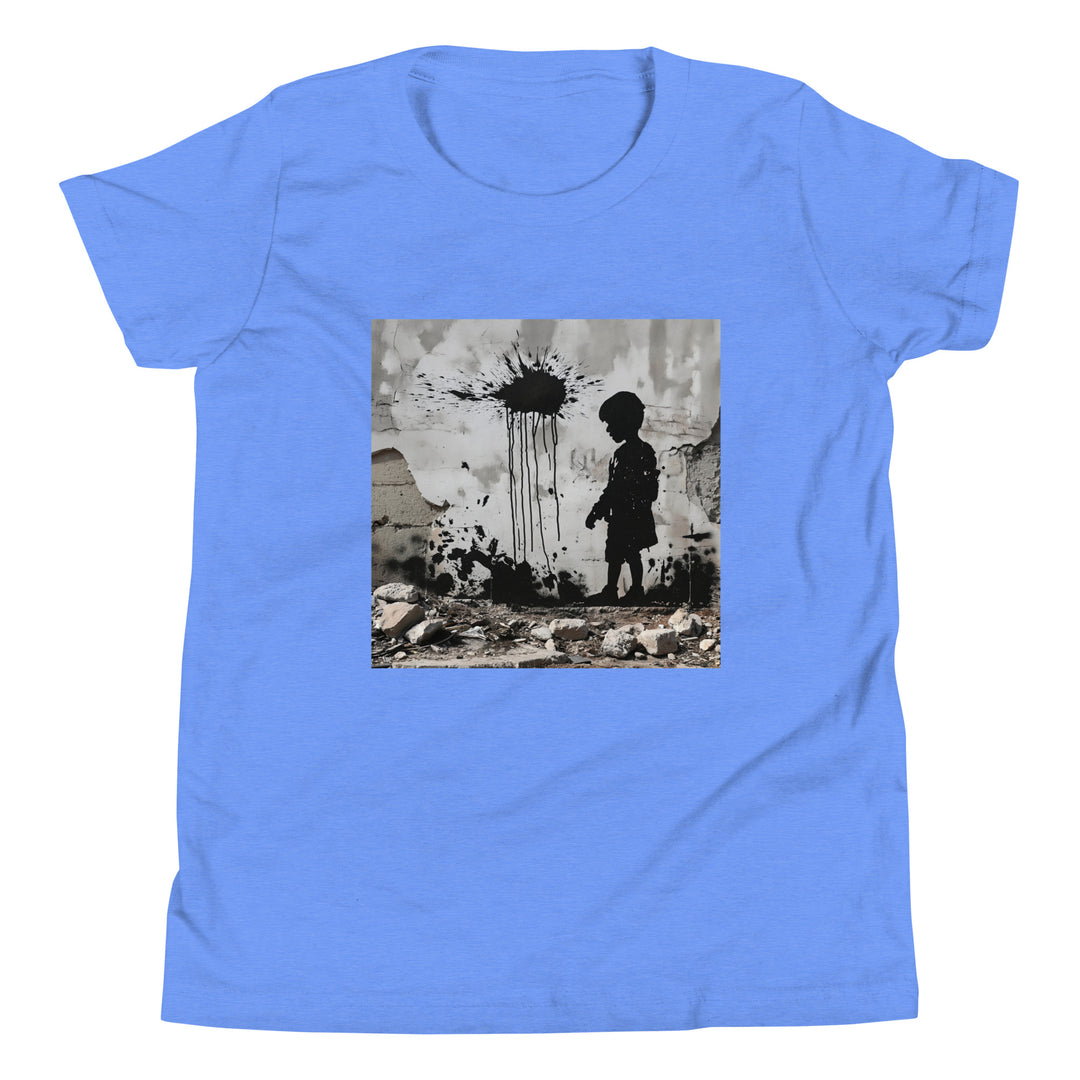 Youth Short Sleeve T-Shirt - Palestine Wall, Heather Columbia Blue