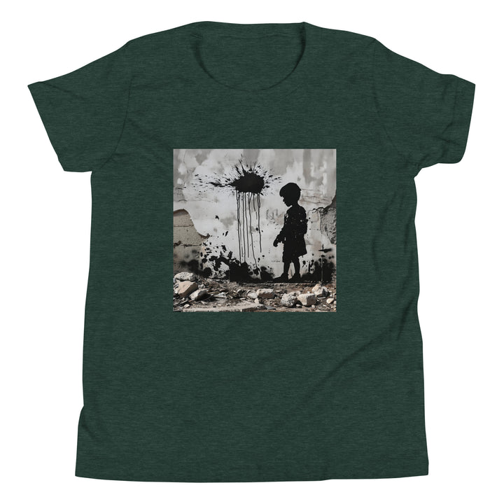 Youth Short Sleeve T-Shirt - Palestine Wall, Heather Forest