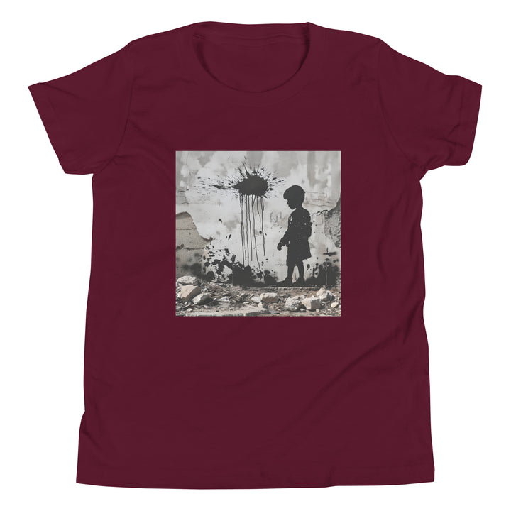 Youth Short Sleeve T-Shirt - Palestine Wall, Maroon
