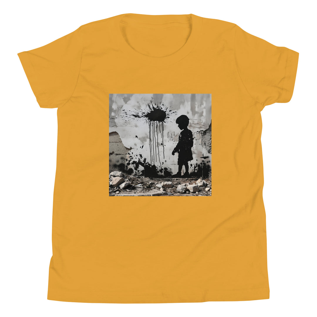 Youth Short Sleeve T-Shirt - Palestine Wall, Mustard