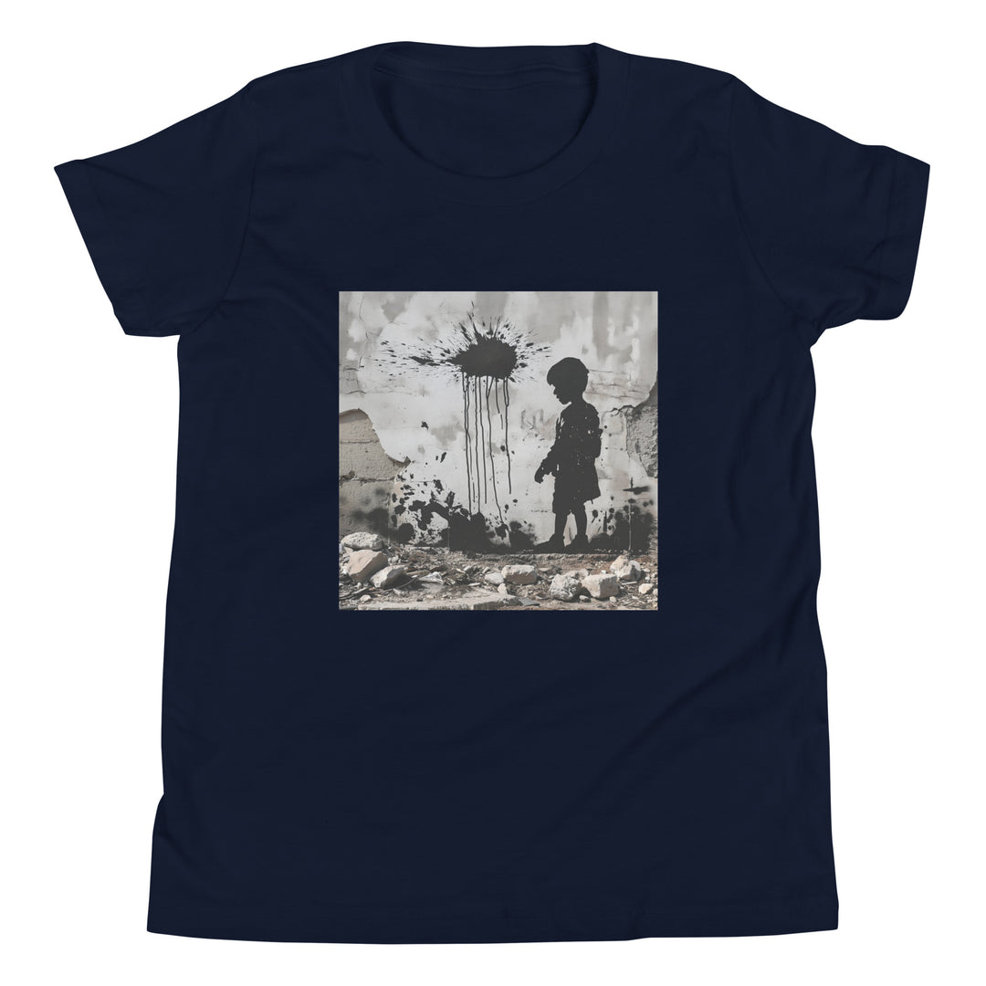 Youth Short Sleeve T-Shirt - Palestine Wall, Navy