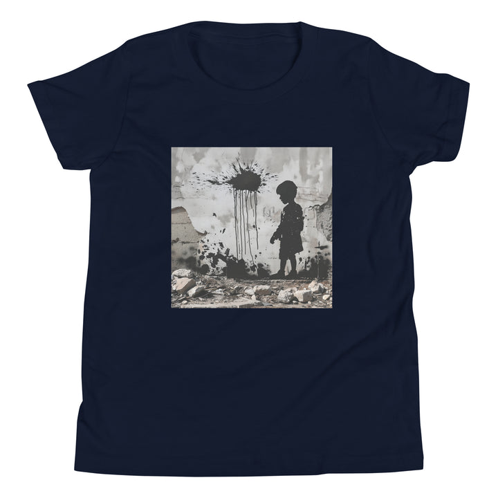 Youth Short Sleeve T-Shirt - Palestine Wall, Navy