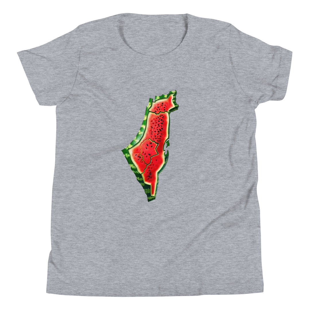 Youth Short Sleeve T-Shirt - Palestine Watermelon, Heather