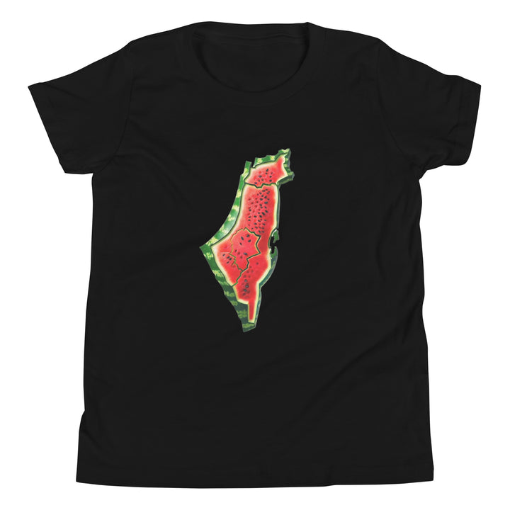 Youth Short Sleeve T-Shirt - Palestine Watermelon, Black