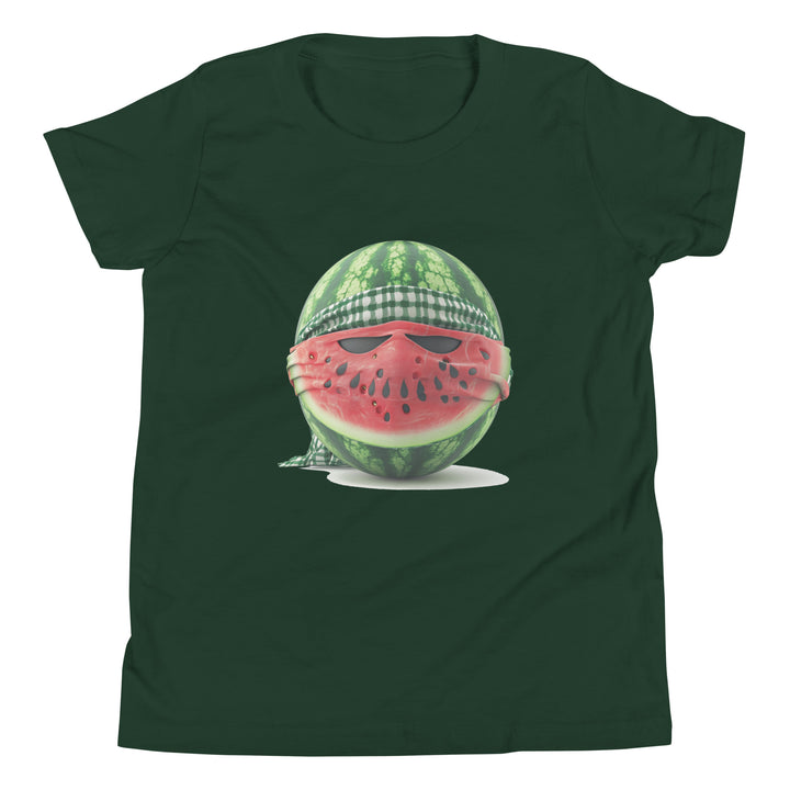 Youth Short Sleeve T-Shirt - Palestine Watermelon Fighter, Forest
