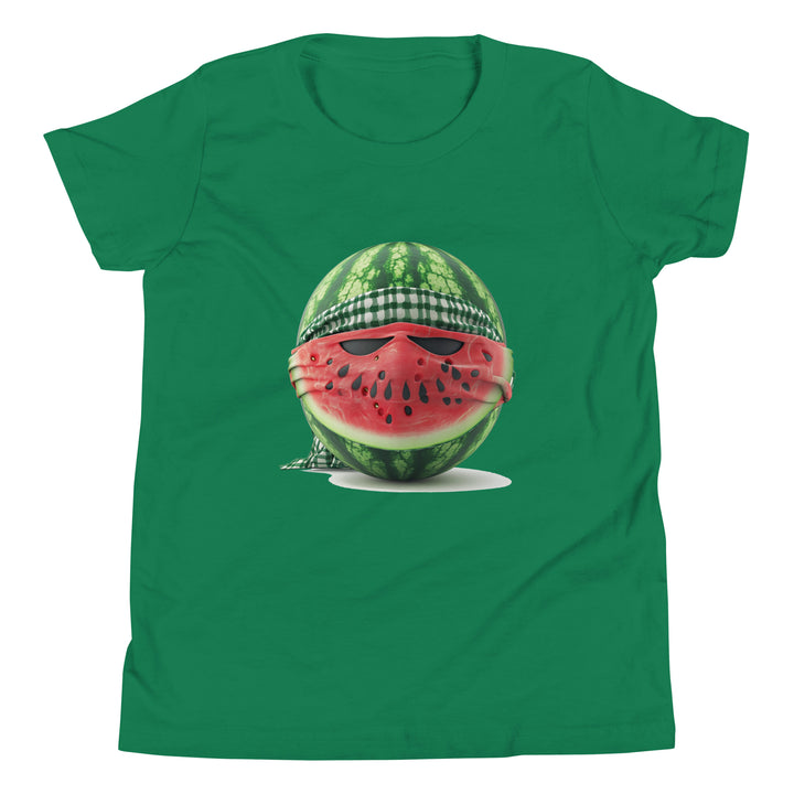 Youth Short Sleeve T-Shirt - Palestine Watermelon Fighter, Kelly
