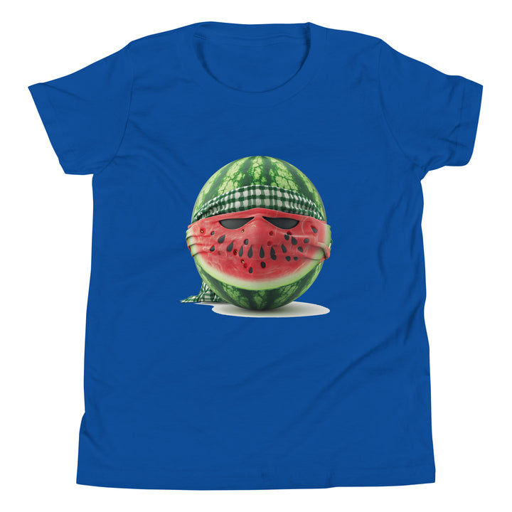 Youth Short Sleeve T-Shirt - Palestine Watermelon Fighter, True Royal