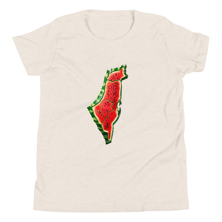 Youth Short Sleeve T-Shirt - Palestine Watermelon, Heather Dust