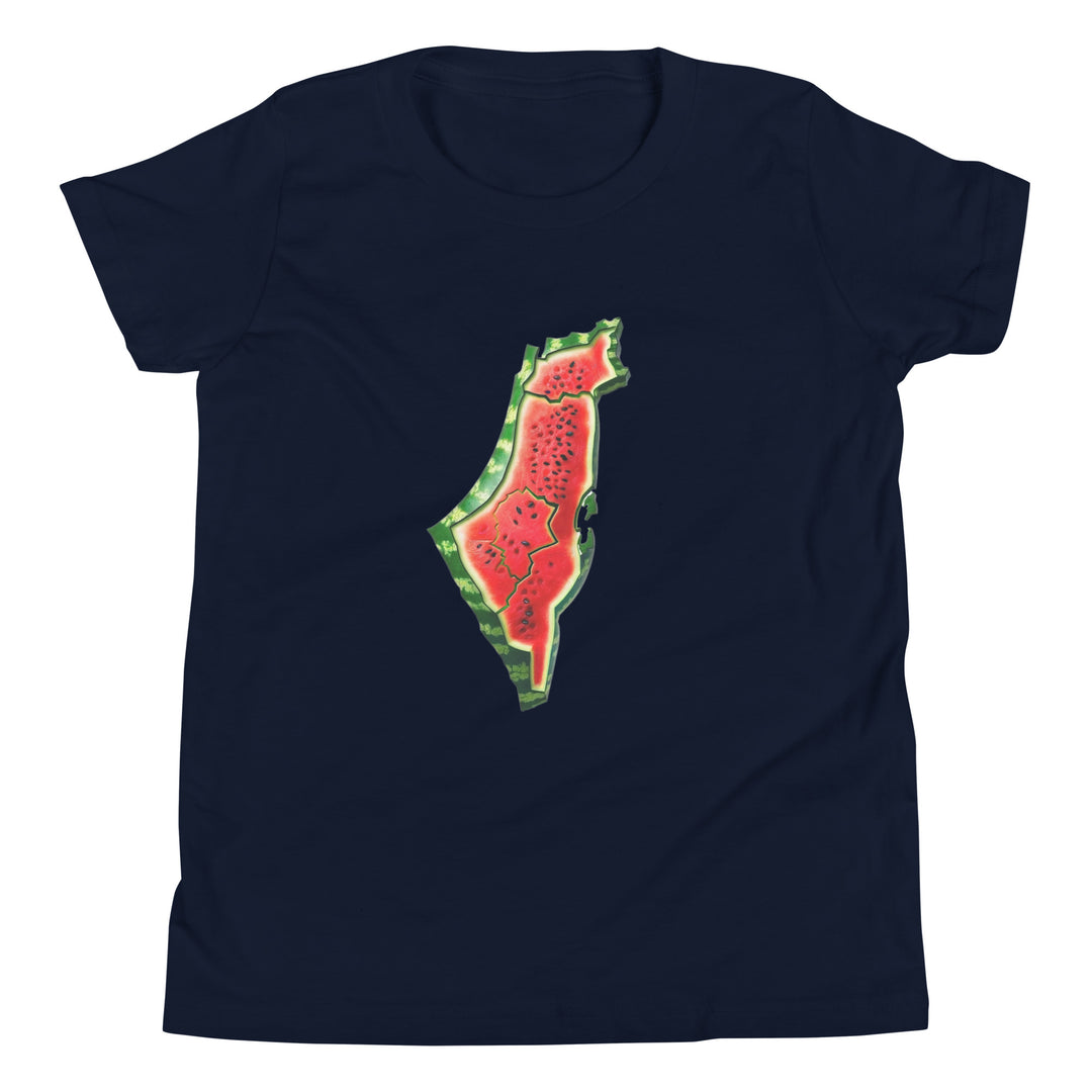 Youth Short Sleeve T-Shirt - Palestine Watermelon, Navy