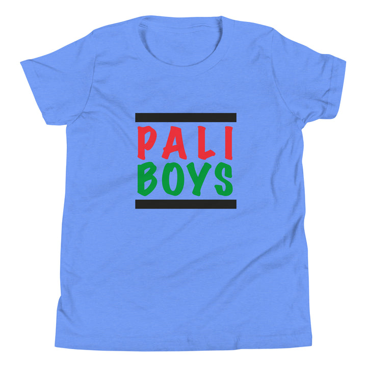 Youth Short Sleeve T-Shirt - Palestinian Boys, Heather Columbia Blue