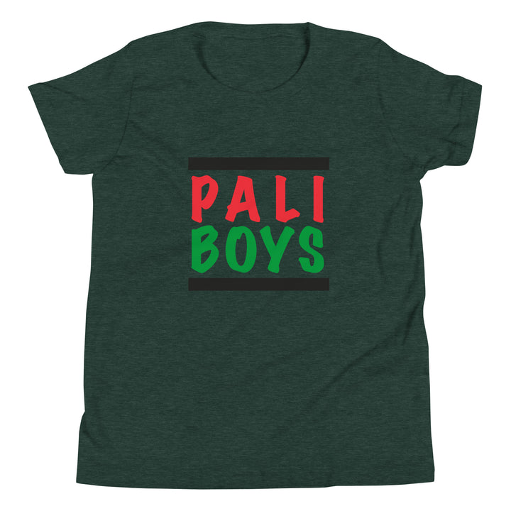 Youth Short Sleeve T-Shirt - Palestinian Boys, Heather Forest