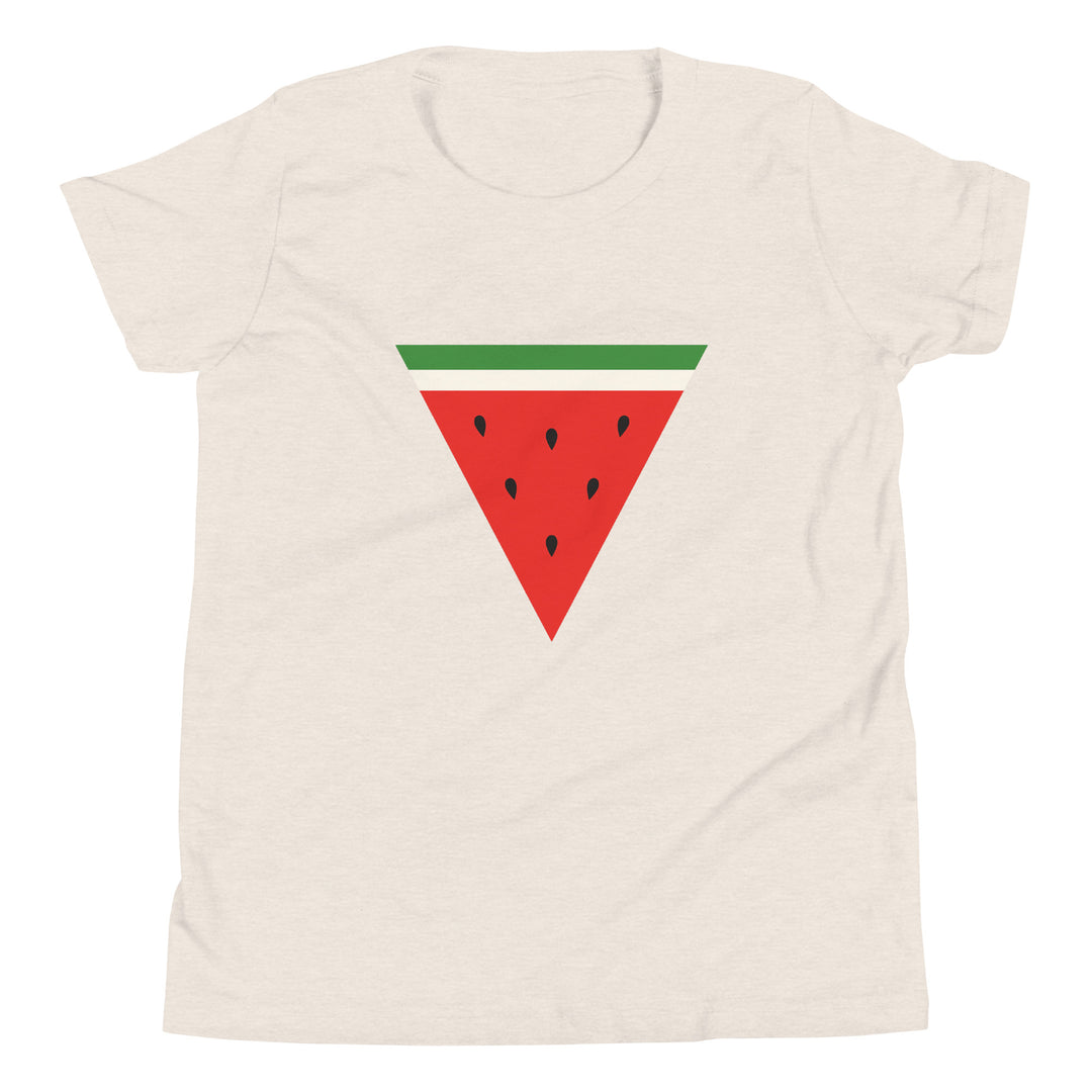 Youth Short Sleeve T-Shirt - Triangle Watermelon, Heather Dust